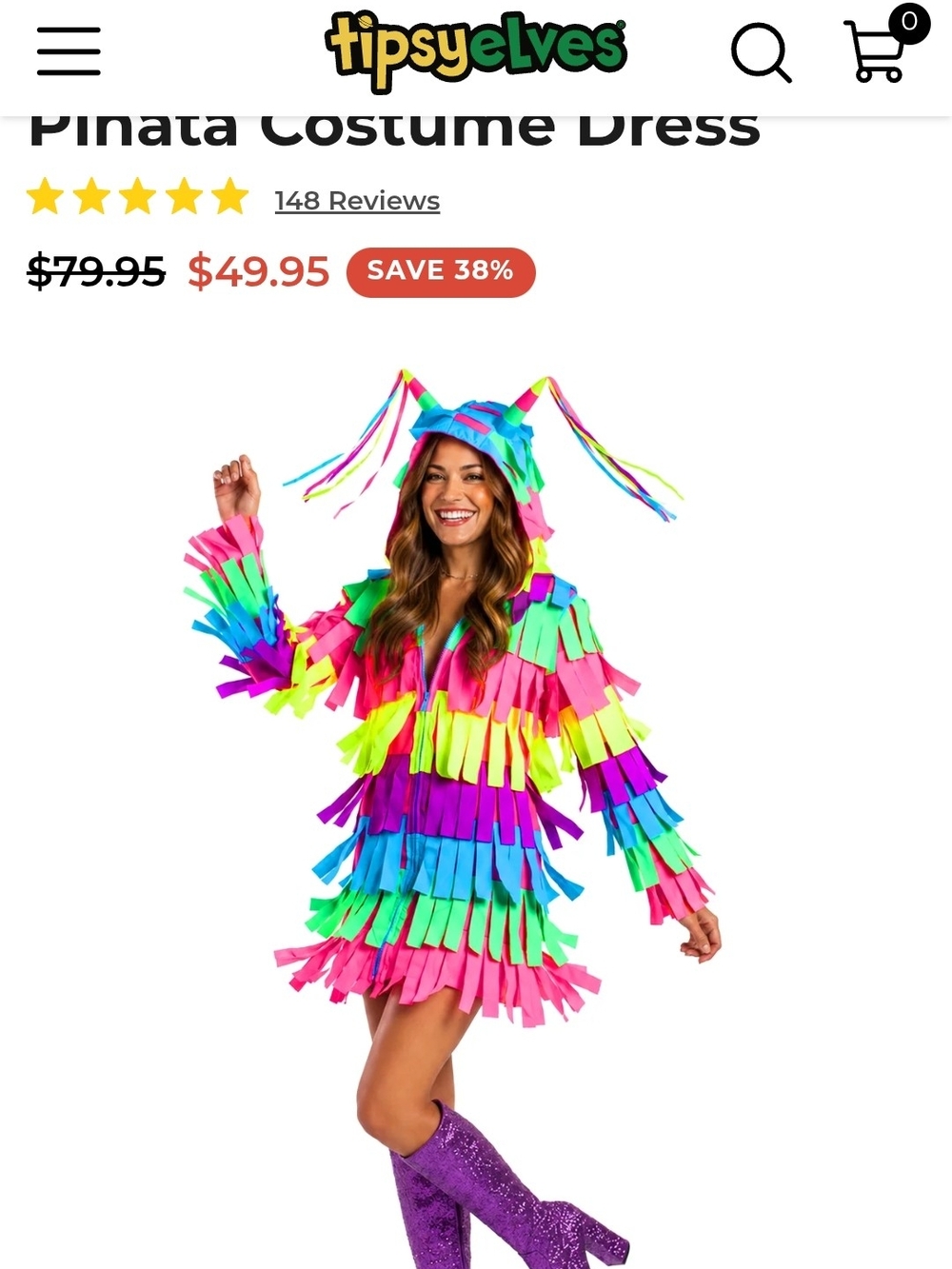 Tipsy Elves Women's Multicolor Piñata Costume Dress